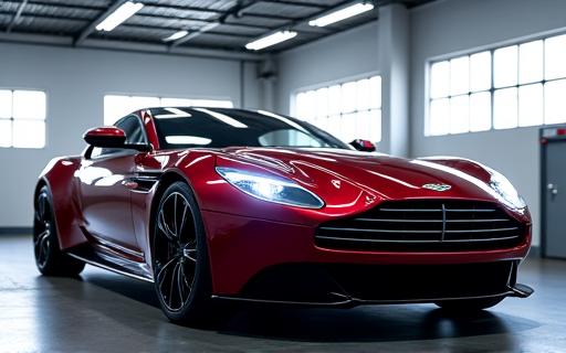 A pristine, detailed car shimmering under studio lights.